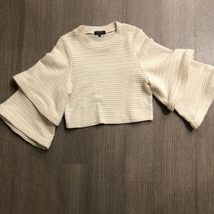 Textured Crop Top with Bell Sleeves Size S
